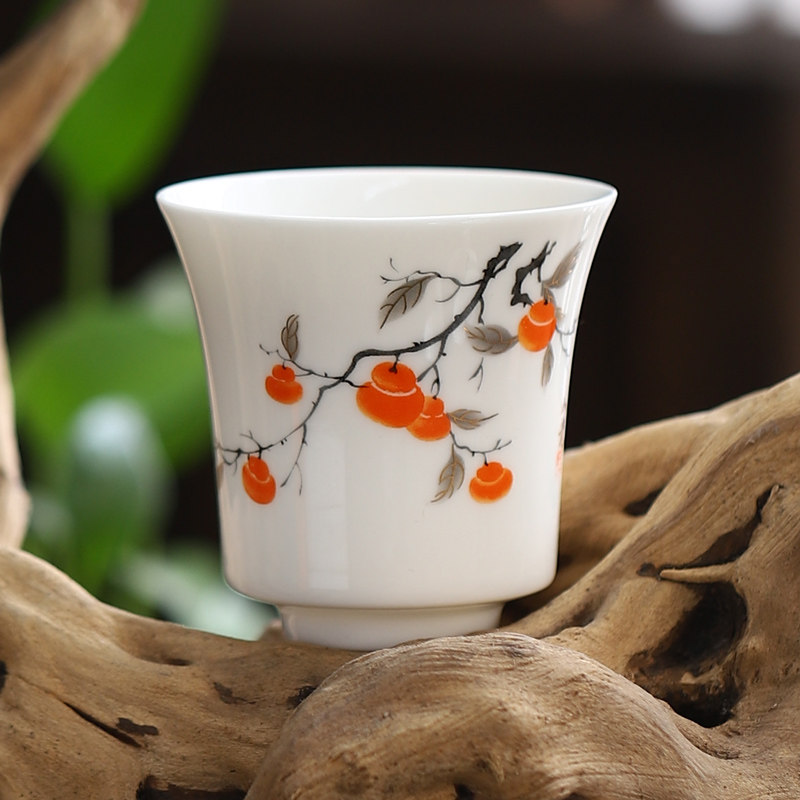 羊脂玉瓷茶杯单个主人杯大号陶瓷茶杯