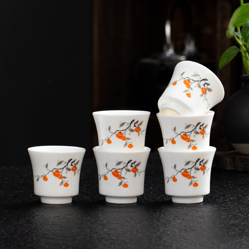 陶瓷茶杯6个装羊脂玉瓷品茗杯白瓷功夫茶具喝茶杯子茶碗中式茶盏,餐饮具,茶杯,淘宝优惠券,粉丝福利购,淘宝优惠卷