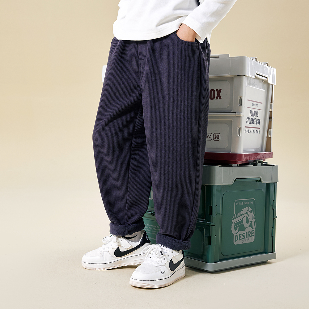 童装冬季男童加绒裤子2023秋冬新款儿童洋气保暖一体绒灯芯绒长裤