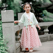 知了童装 K4364 春夏改良汉服女童日常交领襦裙半裙中国风儿童套装