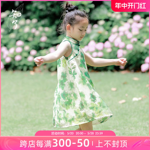 夏季 知了童装 女童中国风无袖 背心裙改良宽松印花旗袍儿童52363