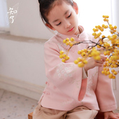短款 唐装 呢大衣53278 秋冬文艺女童复古毛呢绣花外套中式 知了童装