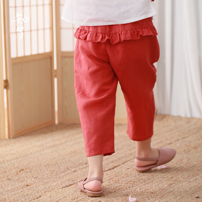 春夏苎麻七分裤儿童休闲裤