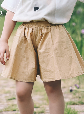 知了童装 文艺女童简约宽松全棉短裤儿童裙裤中大童夏裤51589