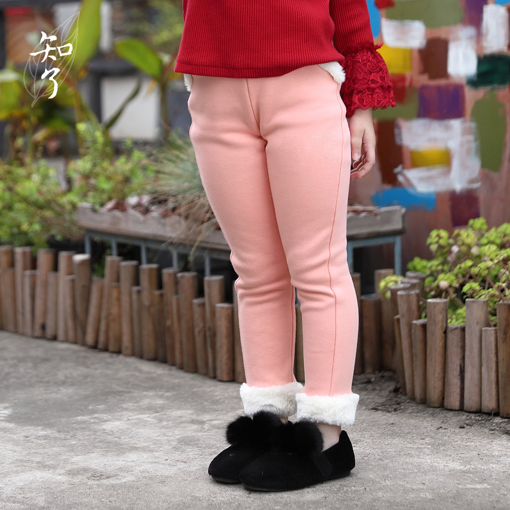 知了秋冬加绒裤外穿童装