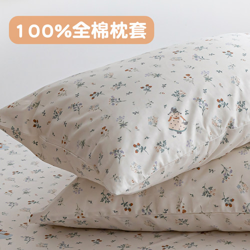 森系女孩 韩系碎花纯棉枕套斜纹棉枕芯套30x40x50cm四季用可机洗