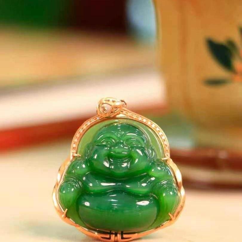 天然和田玉碧玉佛公吊坠