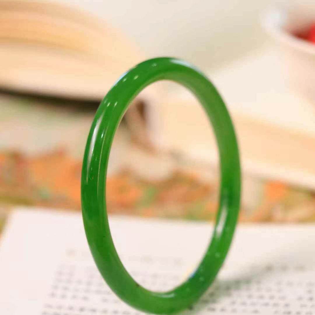 天然和田玉碧玉手镯女款玉石镯子菠菜绿玉镯子玉手镯玉镯子
