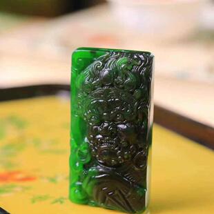 天然和田玉碧玉魁星点斗吊坠男款玉牌挂件玉石牌