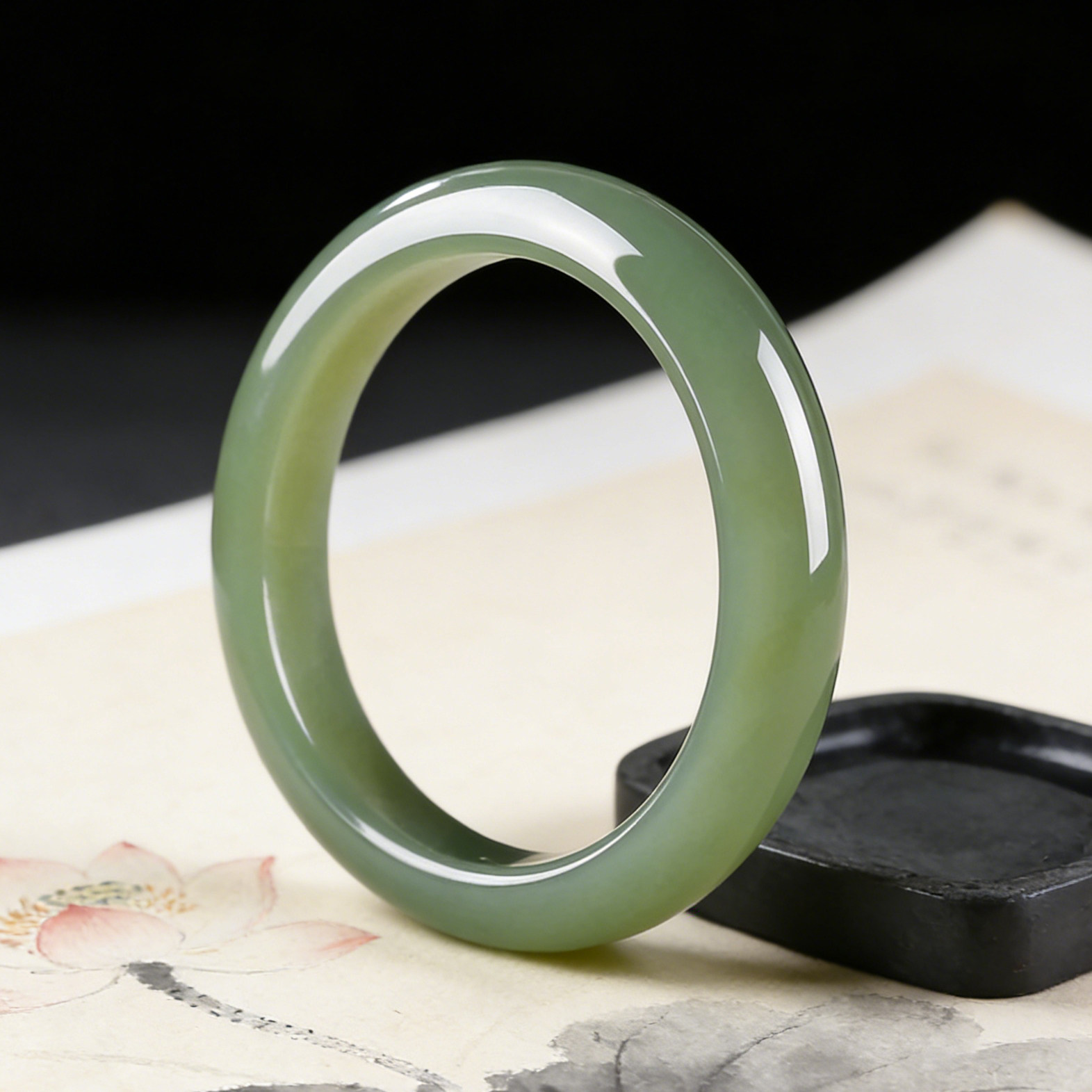 正品和田玉碧玉手镯女款老坑玉手饰冰种青玉镯子玉镯子天然玉石