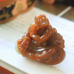 天然和田玉糖白沉思罗汉吊坠天然玉石挂件男女款玉佩玉坠正品