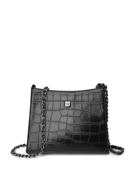 INJOYLIFE鳄鱼纹斜挎包牛皮方块链条包百搭新款复古单肩流浪包女