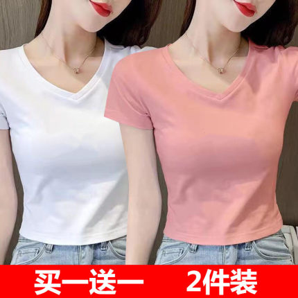 短款t恤女短袖露脐上衣2024年夏新款高腰修身紧身漏肚脐半袖体恤