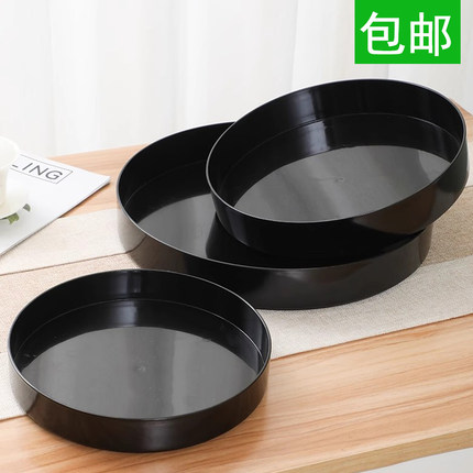 塑料圆盘水盘花器复古禅意中式日式插花器皿小原流剑山插花盆特大