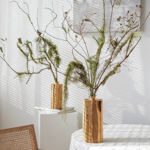 天然野枝带苔藓杜鹃干枝中式日式造景宿酒店阳台花艺装饰花瓶插花