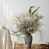 自然干花束高级插花软装 侘寂原创现代中日式 法式 民宿酒店家居配饰