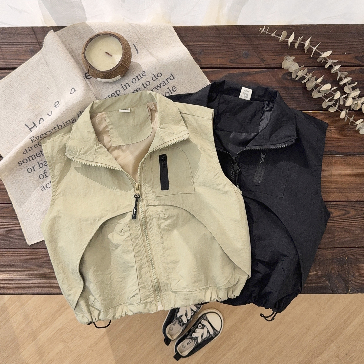 男童工装马甲儿童背心立领拉链