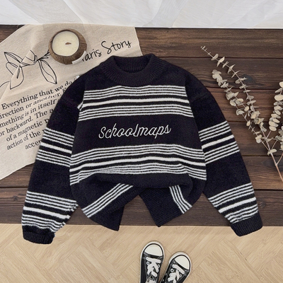 男童条纹毛衣春秋款2025新款
