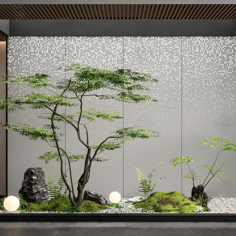 大型仿真枫叶树植物造景室内楼梯口装饰橱窗仿生绿植轻奢假树造景