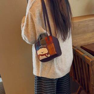 日本代购GP可爱狗狗方糖吐司面包印花拼布单肩包卡通潮流女生包