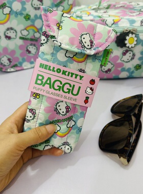 日本代购Hello Kitty印花夹棉内胆磁吸扣眼镜保护套太阳镜收纳包