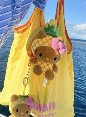 日本代购夏威夷菠萝黑皮手提包