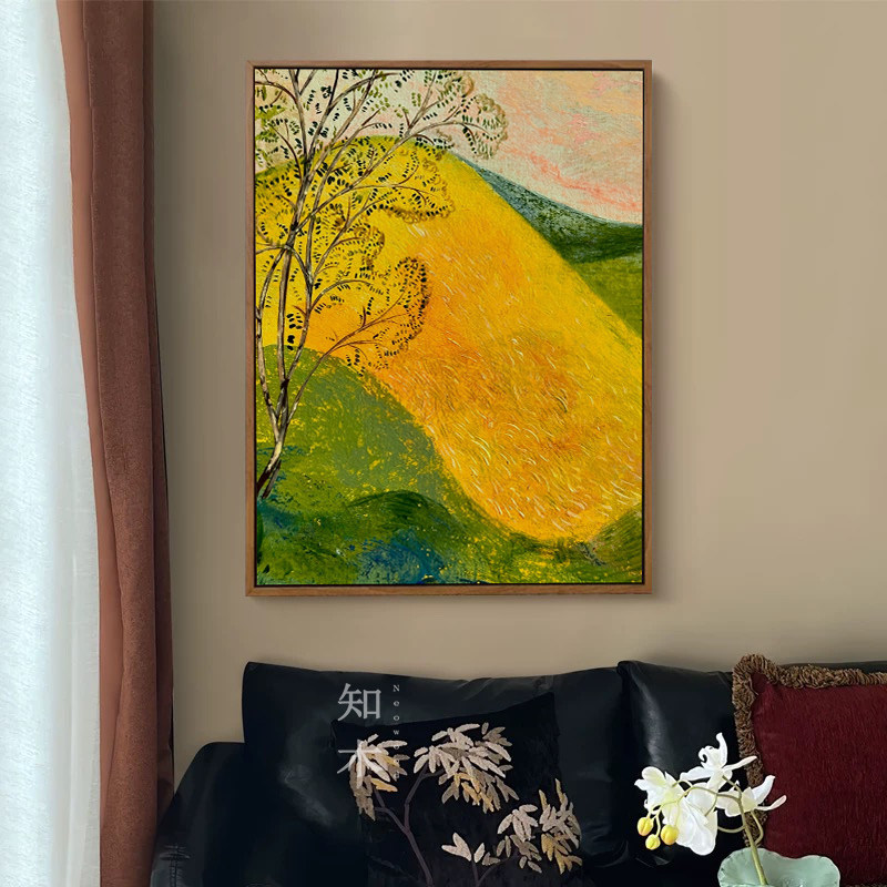 大芬村《鎏金山》中古复古小众艺油画