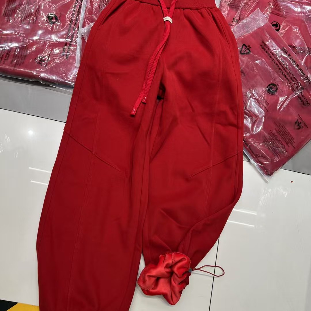 欧范儿2025冬季新款松紧腰系带新年款抽绳收口加绒加厚休闲裤长裤