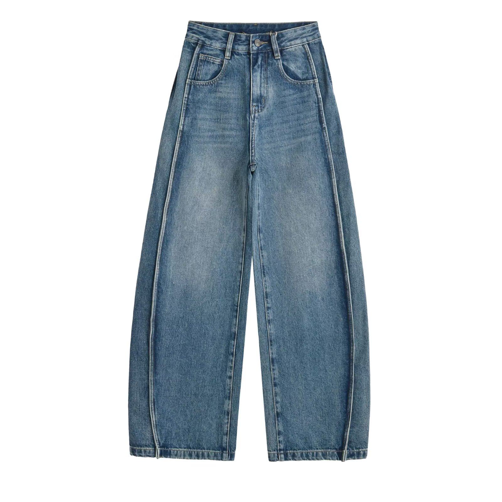 2025新款加长垂感拖地裤高腰大阔腿牛仔裤秋冬宽松弯刀裤香蕉裤女