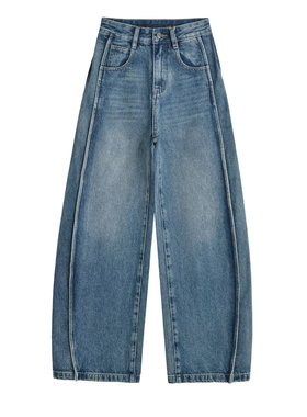 2025新款加长垂感拖地裤高腰大阔腿牛仔裤秋冬宽松弯刀裤香蕉裤女