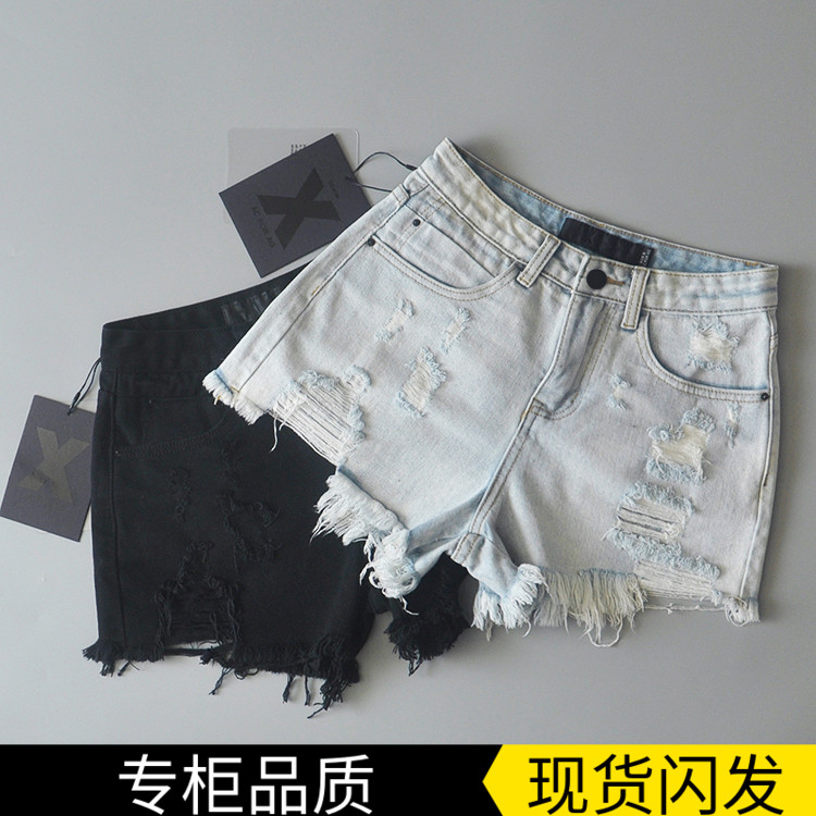 欧美范大王同款水洗a字牛仔短裤