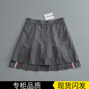 2025TB冬季新款高腰前短后长百褶裙ins短裙女半身裙学院风A字裙子