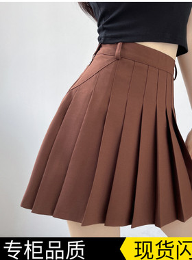TB百褶裙冬季新款高腰学院风西装料冬季A字裙显瘦半身裙短裙裤女