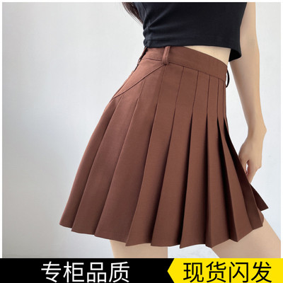 TB短裙百褶裙学院风高腰美拉德