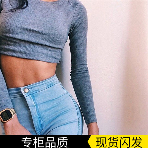 新款高腰牛仔裤弹力显瘦提臀小脚