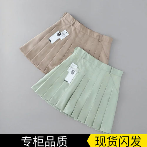 ins风高腰学院风西装料TB百褶裙