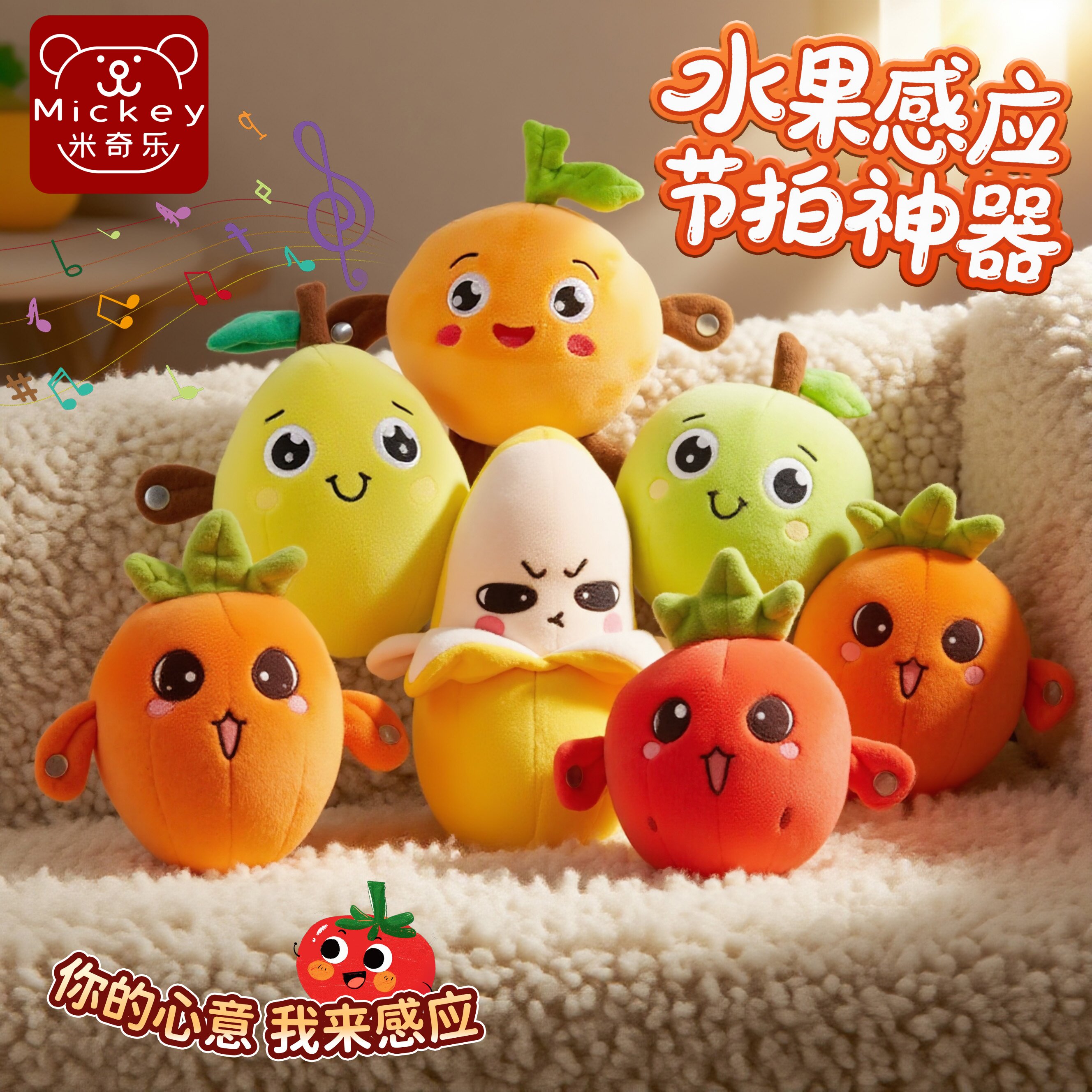 水果感应节拍琴器香蕉网红毛绒