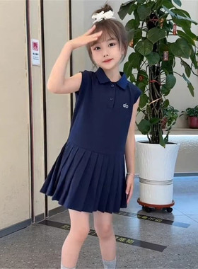 女童夏季学院风无袖百褶连衣裙12