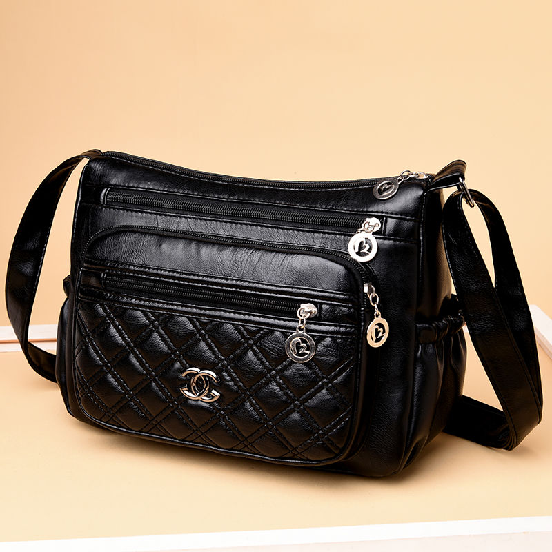 百搭大气风中年多层单间斜挎女包