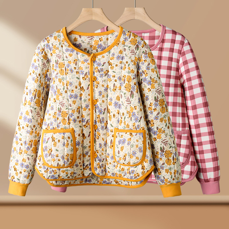 中老年人妈妈印花短款棉衣女秋冬洋气碎花棉服外套小棉袄内胆外穿