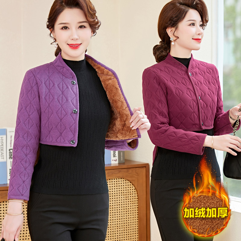 妈妈装德绒加厚长袖小坎肩