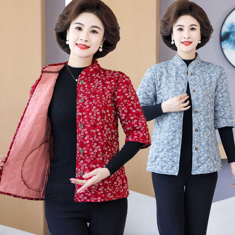 棉袄奶奶妈妈驼绒加厚中袖