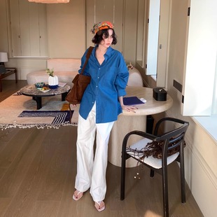 新款 港风复古秋季 100%棉衬衫 长袖 显瘦上衣 酒午自制 衬衫 旧时光