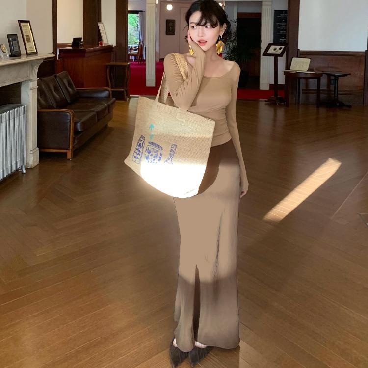 酒午长裙鱼尾裙法式复古高腰半裙