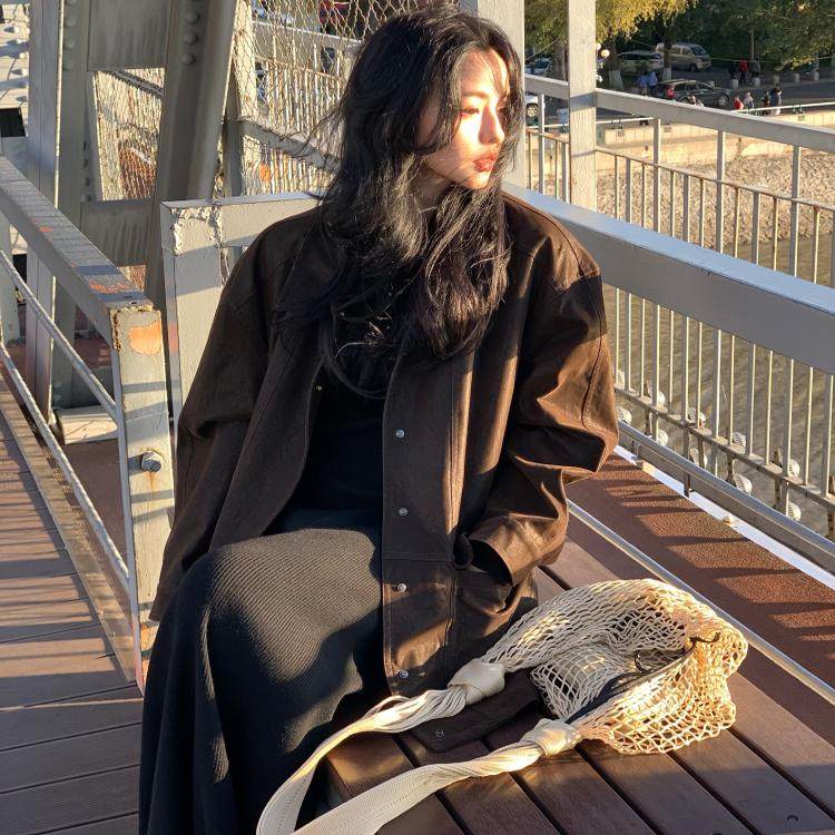 酒午自制【北秋有雾】港风复古2024秋季新款雾面皮夹克外套女,女装/女士精品,短外套,淘宝优惠券,粉丝福利购,淘宝优惠卷