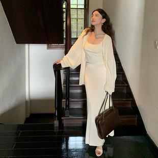 曲之遥 半裙针织套装 落肩袖 吊带背心 秋 外套 酒午自制新品