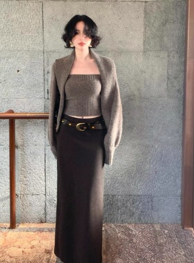 【双11】酒午自制【流光纤姿】港风复古羊毛混纺毛呢半身裙