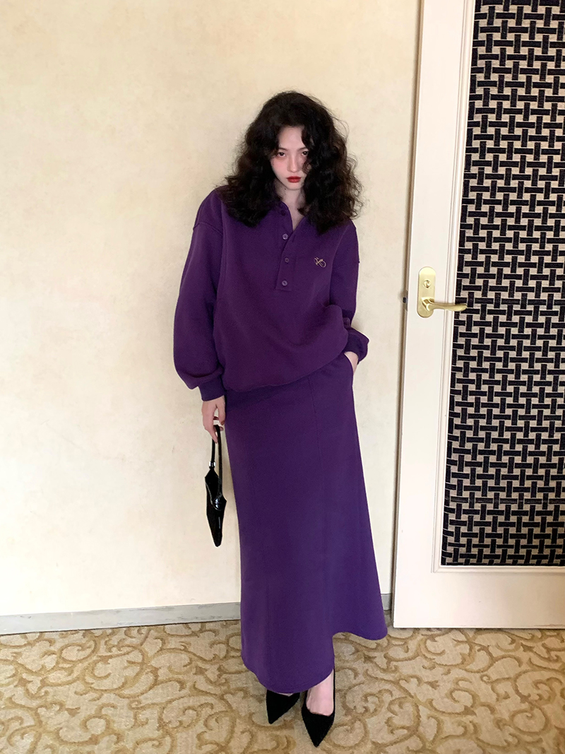 酒午自制加绒卫衣针织半裙