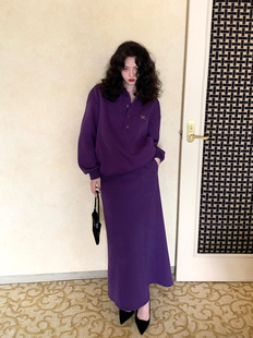 春秋加绒polo领卫衣针织半身裙休闲下装 女 记昨日书 酒午自制