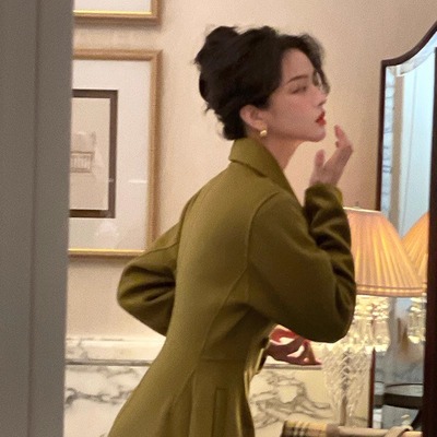 法式复古裙摆式双面呢纯羊毛大衣